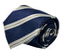 Navy dark blue tie with  bronze and white stripe